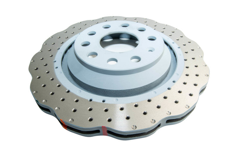 DBA 14-21 Volkswagen GTI (w/Perf Pkg 310mm Rear Disc) Rear 4000 Series Drilled Wavy Rotor w/Slv Hat 42809WSLVXD 42809WSLVXD Photo - out of package