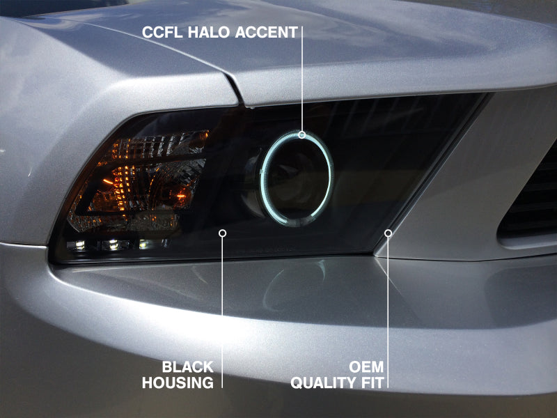 Raxiom 10-12 Ford Mustang w/ Headlights CCFL Halo Projector Headlights- Black Housing (Clear Lens) 101685 101685 Photo - Close Up