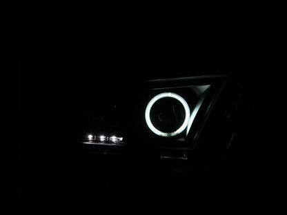 Anzo 2010-2014 Ford Mustang Projector Headlights w/ Halo Black (CCFL) 121323 Photo - Mounted