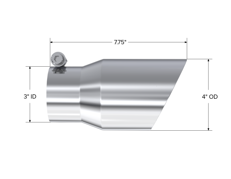 MBRP Universal Tip 4in O.D. Dual Wall Angled 3in inlet 8in length T5122 Photo - Close Up