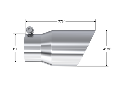 MBRP Universal Tip 4in O.D. Dual Wall Angled 3in inlet 8in length T5122 Photo - Close Up