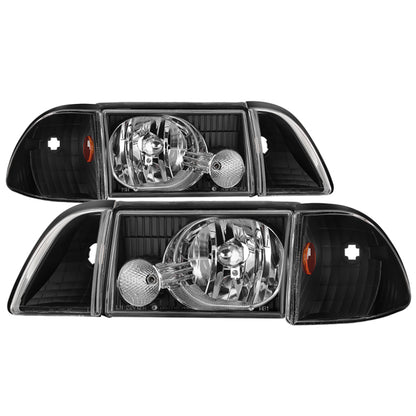 SPYDER xTune Ford Mustang 87-93 OEM style Headlights 6pcs Amber - Black HD-JH-FM87-6PC-AM-BK 9035265 9035265 Photo - Primary