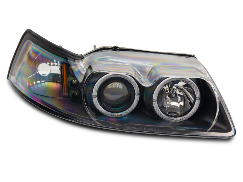 Raxiom 99-04 Ford Mustang Dual LED Halo Projector Headlights- Black Housing (Clear Lens) 101684 101684 Photo - Close Up