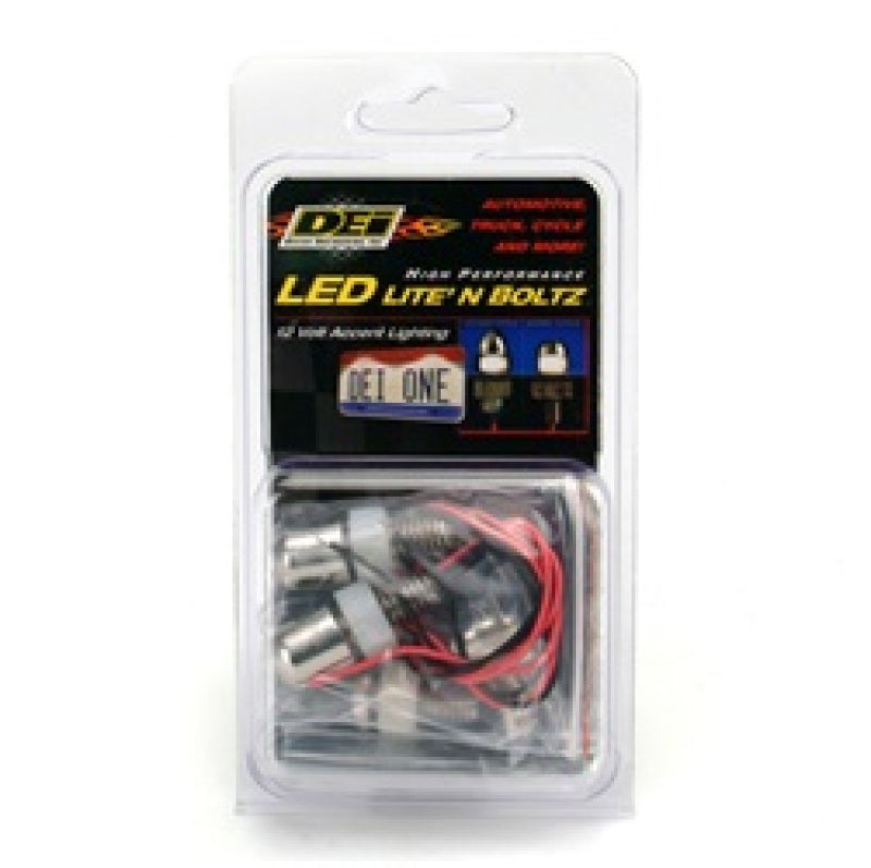 DEI LED LiteN Boltz LED LiteN Boltz License Plate Lighting Kit - Dome Head - 4pc - Polished 30309 30309 Photo - in package