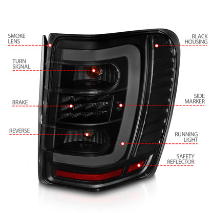ANZO 1999-2004 Jeep Grand Cherokee LED Tail Lights w/ Light Bar Black Housing Smoke Lens 311395 311395 User 3
