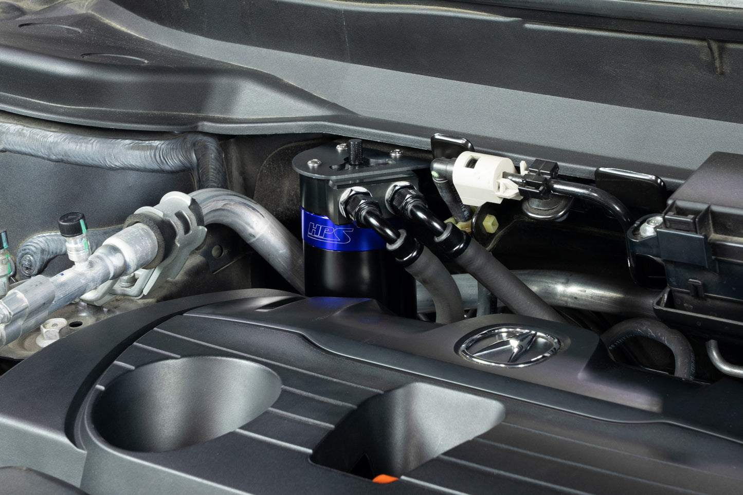 HPS Performance Aluminum Oil Catch Can Kit 2019-2025 Acura RDX 2.0L Turbo, Blue 860-015BL