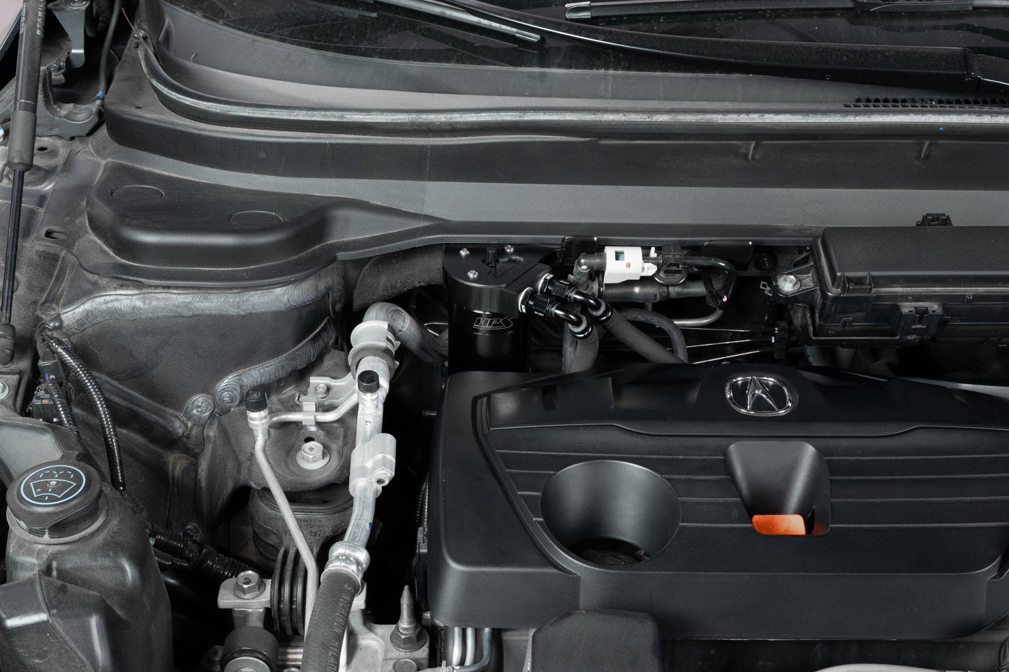HPS Performance Aluminum Oil Catch Can Kit 2019-2025 Acura RDX 2.0L Turbo, Black 860-015WB