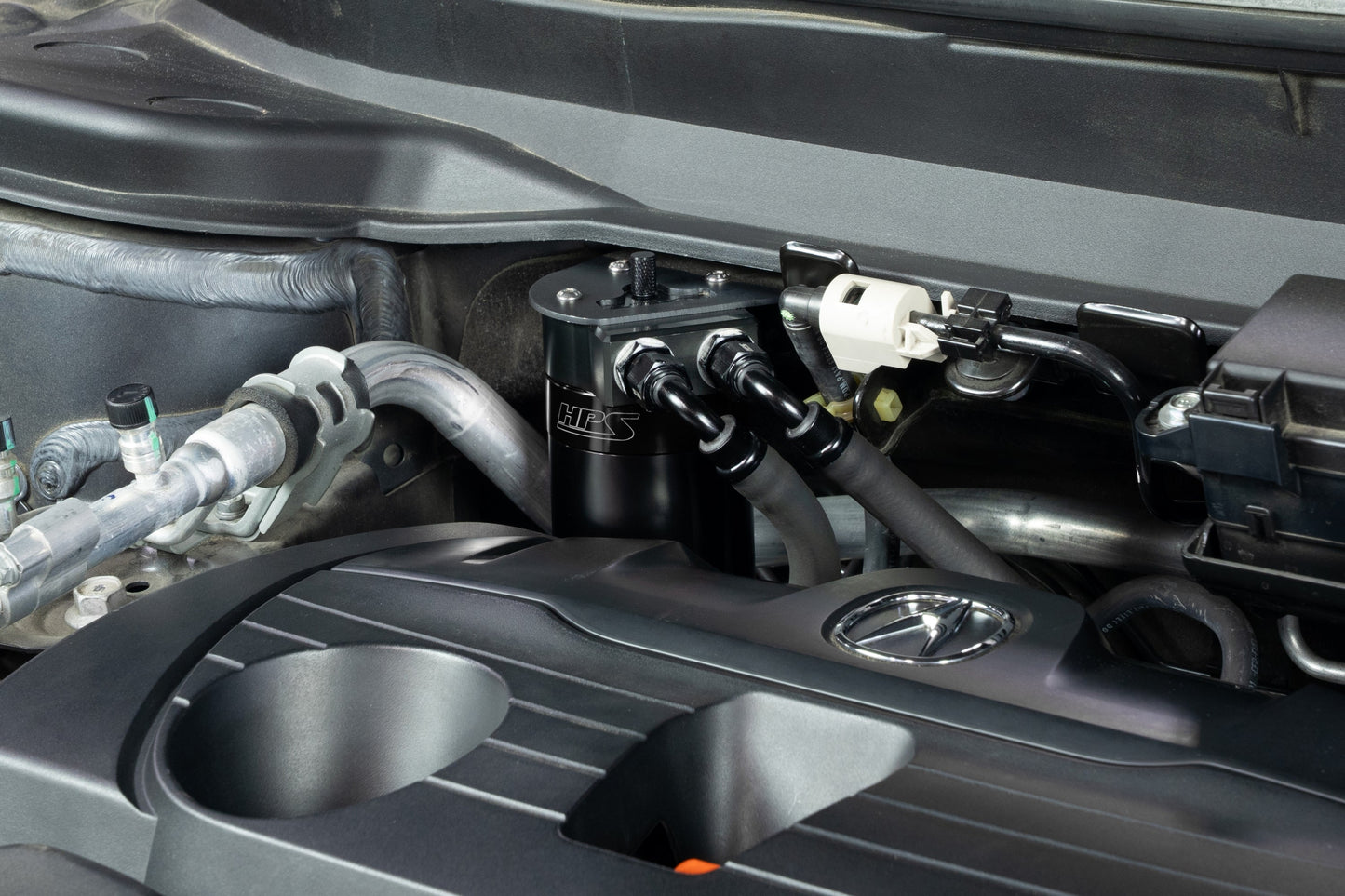HPS Performance Aluminum Oil Catch Can Kit 2019-2025 Acura RDX 2.0L Turbo, Black 860-015WB
