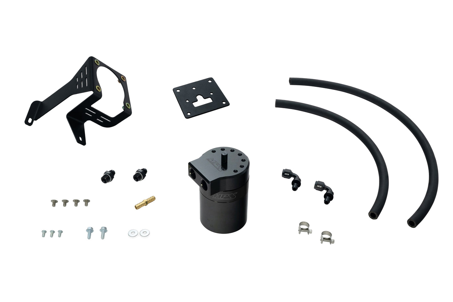 HPS Performance Aluminum Oil Catch Can Kit 2012-2015 Honda Civic Si 2.4L K24Z7, Black 860-027WB