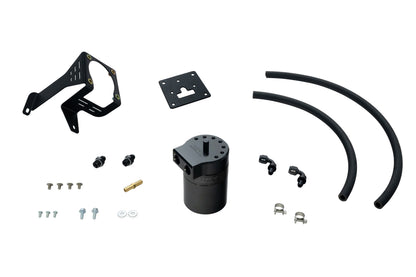 HPS Performance Aluminum Oil Catch Can Kit 2012-2015 Honda Civic Si 2.4L K24Z7, Black 860-027WB