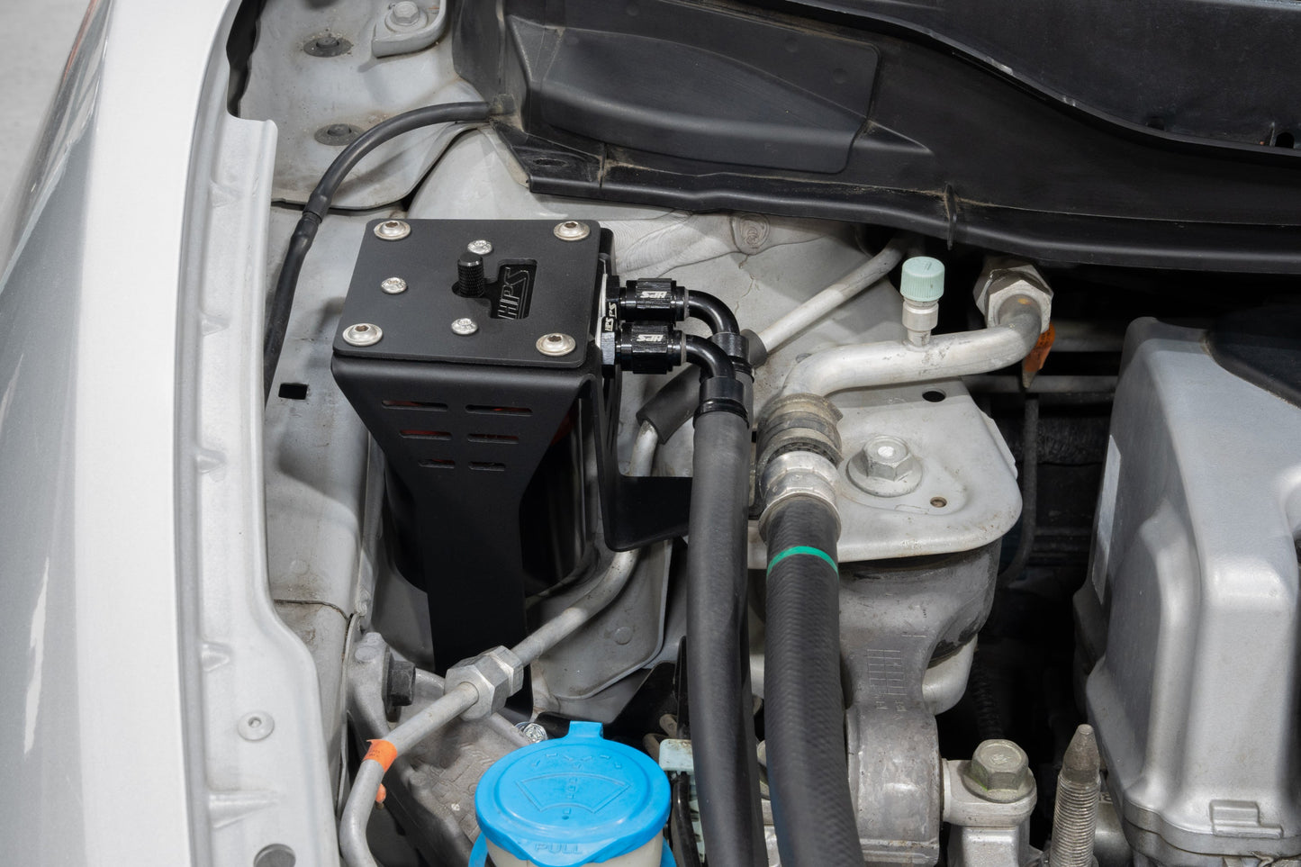HPS Performance Aluminum Oil Catch Can Kit 2012-2015 Honda Civic Si 2.4L K24Z7, Black 860-027WB