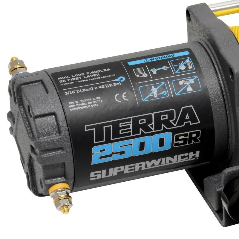 Superwinch 2500 LBS 12V DC 3/16in x 40ft Synthetic Rope Terra 2500SR Winch - Gray Wrinkle 1125270 1125270 Photo - Close Up
