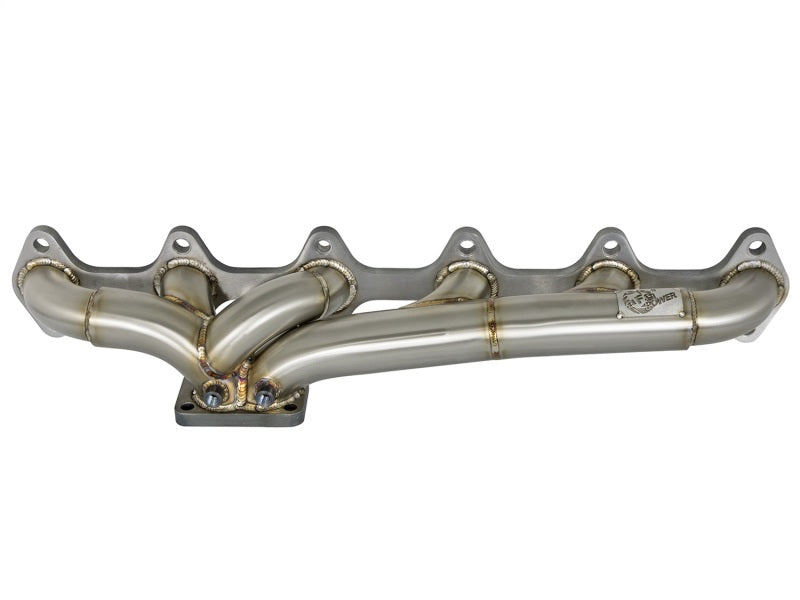 aFe Twisted Steel Header Turbo Manifold, 304 Stainless steel w/ T4 flange 48-32018 Photo - Unmounted