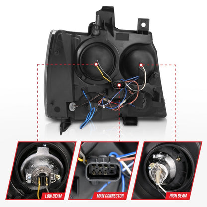Anzo 2007-2013 Chevrolet Avalanche Projector Headlights w/ Halo Black(CCFL) 111109 Photo - Unmounted