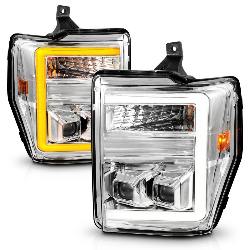 ANZO 08-10 Ford F-250 - F-550 Super Duty Projector Headlights w/ Light Bar Switchback Chrome Housing 111587 111587 Photo - Unmounted