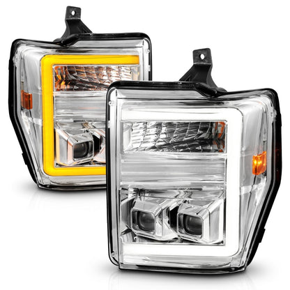ANZO 08-10 Ford F-250 - F-550 Super Duty Projector Headlights w/ Light Bar Switchback Chrome Housing 111587 111587 Photo - Unmounted
