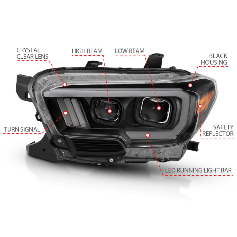 Anzo  16-17 Toyota Tacoma Projector Headlights w/ Plank Style Design 111379 Photo - Unmounted