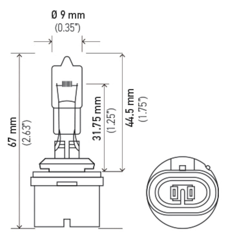 Hella Bulb 887 12V 50W Pg13 T325 887 887 Technical Drawing