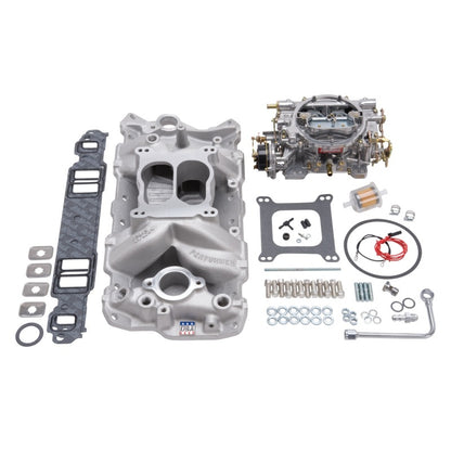 Edelbrock Manifold And Carb Kit, Performer, Air-gap, Small Block Chevrolet, 1957 2020 Photo - Unmounted
