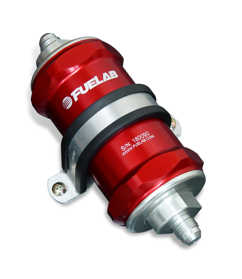 Fuelab 848 In-Line Fuel Filter Standard -6AN In/Out 6 Micron Fiberglass w/Check Valve - Red 84831-2 84831-2 Photo - Primary