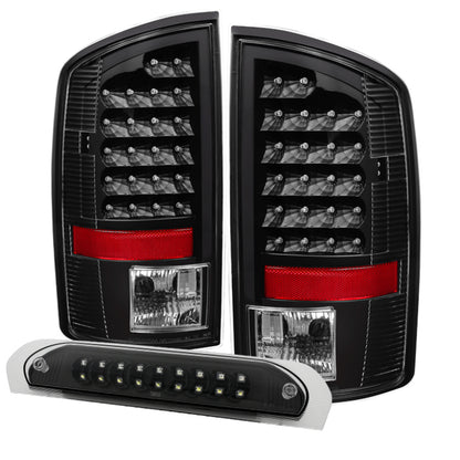 SPYDER Xtune Dodge Ram 02-06 1500 LED Tail Light w/ LED 3rd Brake Lamps- Black ALT-JH-DR02-LED-SET-BK 9032769 9032769 Photo - Primary