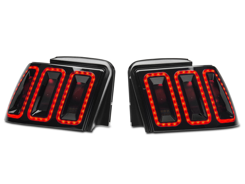 Raxiom 99-04 Ford Mustang Excluding 99-01 Cobra Icon LED Tail Lights- Black Housing (Smoked Lens) 100807 100807 Photo - Close Up
