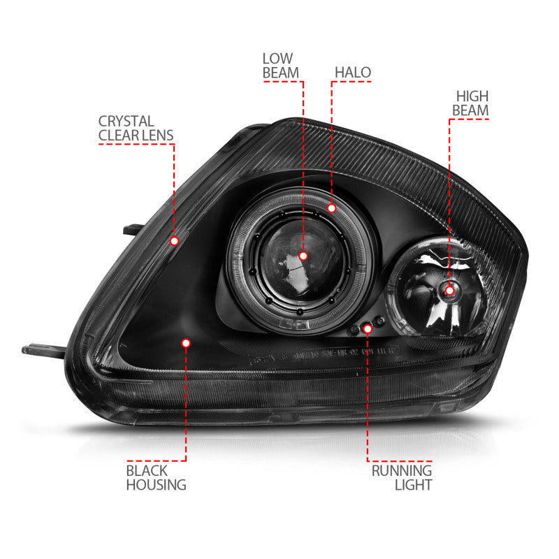 Anzo 2000-2005 Mitsubishi Eclipse Projector Headlights w/ Halo Black 121332 User 4
