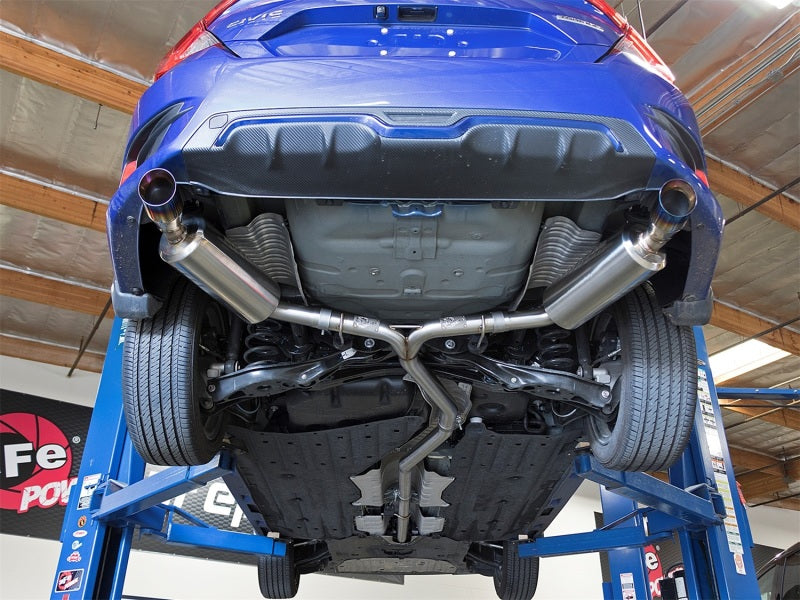 aFe Takeda 2-1/4 to 2-1/2in 304 Stainless Steel Cat-Back Exhaust w/Anodize 49-36615-L Photo - Mounted