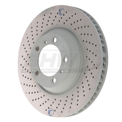 SHW Performance SHW 04-08 Porsche 911 GT3 3.6L w/o Ceramic Brakes Left Front Cross-Drilled Monobloc Brake Rotor PFL32909 PFL32909 Photo - Primary
