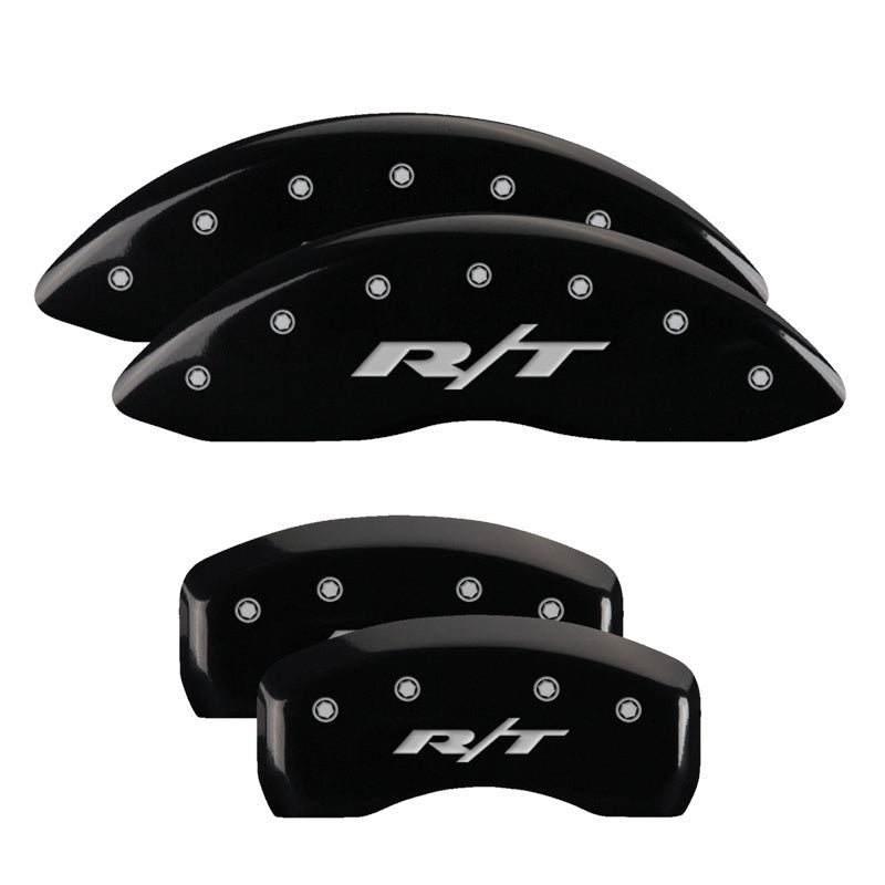 MGP 4 Caliper Covers Engraved Front & Rear RT Black finish silver ch 12192SRT1BK 12192SRT1BK Photo - Primary