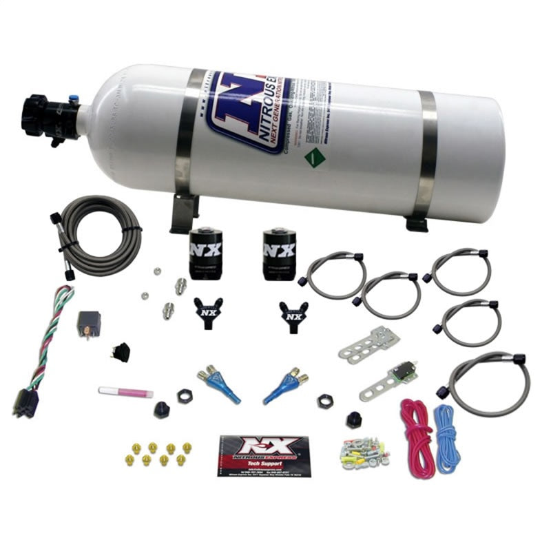 Nitrous Express GM EFI Dual Nozzle Nitrous Kit (100-300HP) w/15lb Bottle 20215-15 20215-15 Photo - Primary