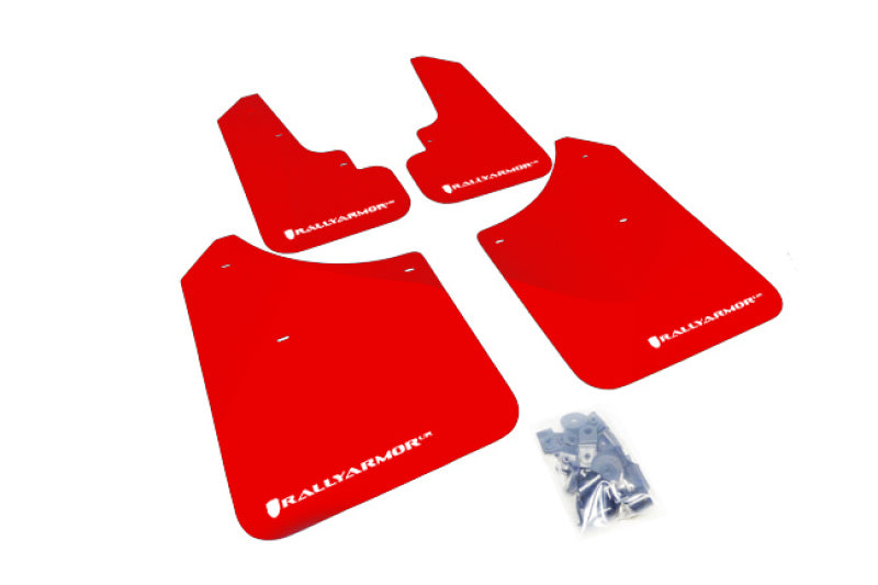 Rally Armor 2003-2008 Subaru Forester UR Red Mud Flap w/ White Logo MF5-UR-RD/WH Photo - Primary