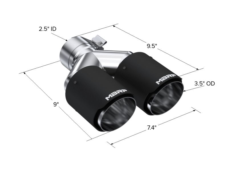 MBRP Universal Carbon Fiber Dual Tip 3.5in OD/2.5in Inlet T5171CF T5171CF Photo - Close Up