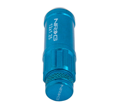 NRG M12 X 1.25 Steal Lug Nut W/ Dust Cap Cover Set 21 Pc Blue W/ Locks LN-LS710BL-21 Photo - Primary