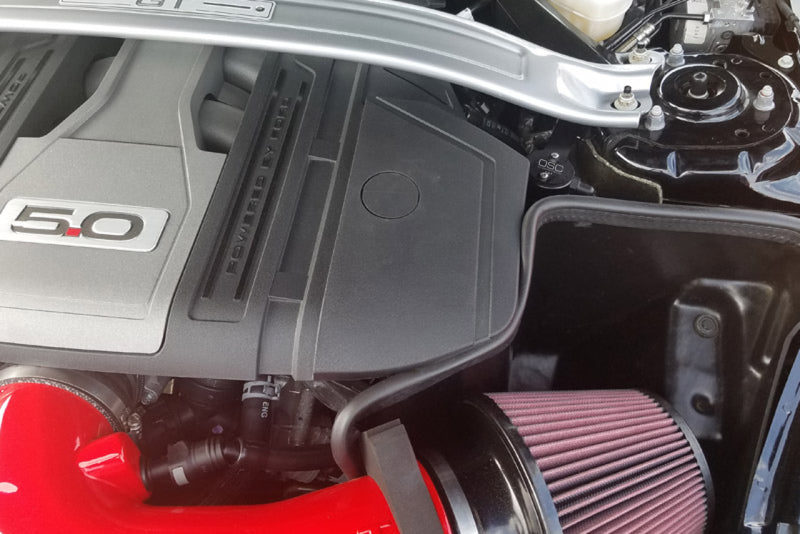 J&L 2018-2023 Ford Mustang GT Driver Side Oil Separator 3.0 - Black Anodized 3024D-B 3024D-B Photo - Mounted