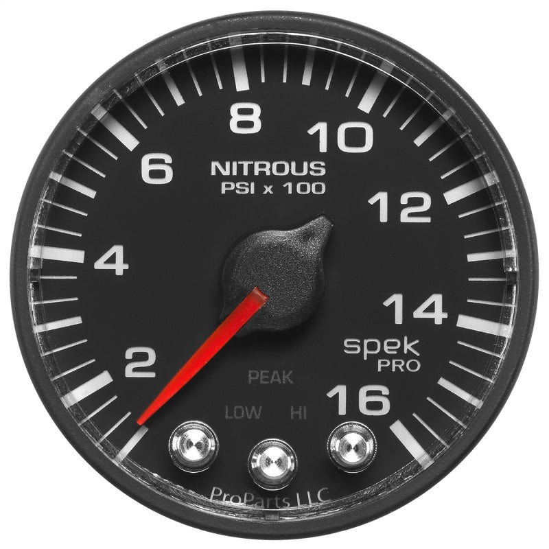 Autometer Spek-Pro Gauge Nitrous Press 2 1/16in 1600psi Stepper Motor W/Peak & Warn Blk/Blk P320328 P320328 User 2