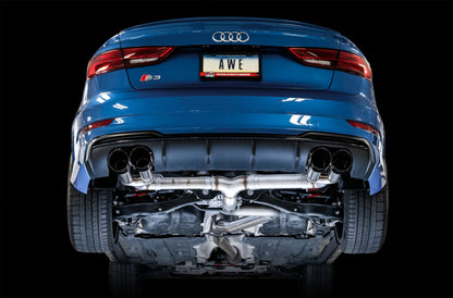 AWE Tuning Audi 8V S3 Track Edition Exhaust w/Diamond Black Tips 102mm 3015-43150 3015-43150 Photo - Mounted