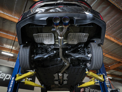aFe Takeda 2.5in 304 SS Cat-Back Exhaust System w/ Blue Tips 17-20 Honda Civic Si Sedan I4 1.5L 49-36619-L 49-36619-L Photo - Mounted