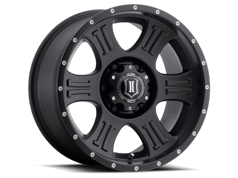 ICON Shield 17x8.5 6x5.5 0mm Offset 4.75in BS 106.1mm Bore Satin Black Wheel 1017858347SB 1017858347SB Photo - Primary