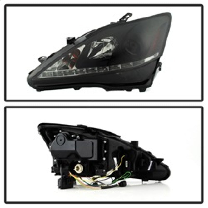 Spyder Lexus IS 250/350 2006-2010 Projector Headlights DRL Black Smoke PRO-YD-LIS06-DRL-BSM 5080073 5080073 Photo - Unmounted