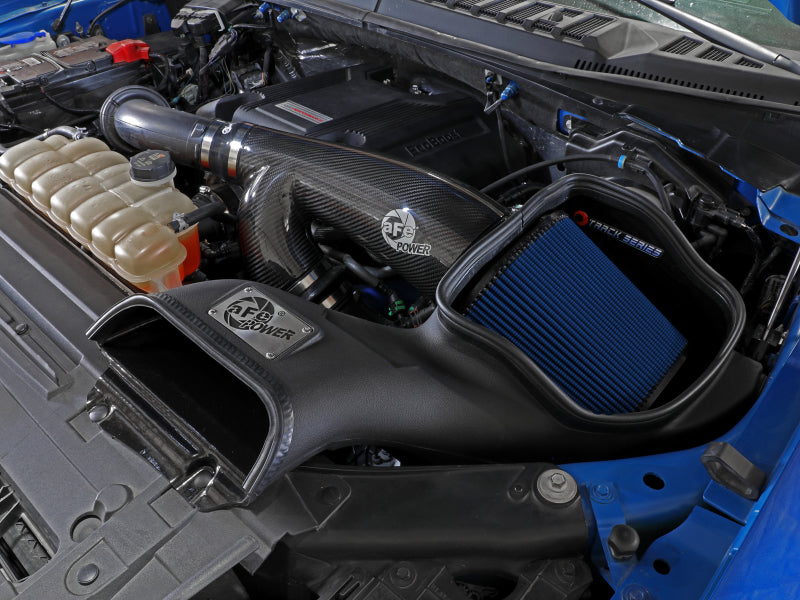 aFe 17-20 Ford F-150/Raptor Track Series Carbon Fiber Cold Air Intake System With Pro 5R Filters 57-10010R 57-10010R Photo - Mounted