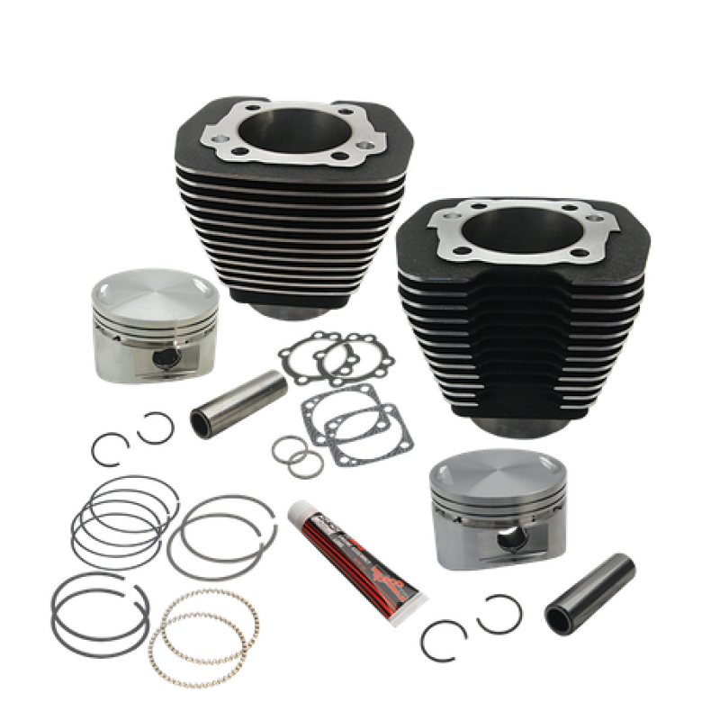 S&S Cycle 84-99 BT w/ Stock Heads 88in 3 5/8in Big Bore Cylinder & Piston Kit - Wrinkle Black 91-7502