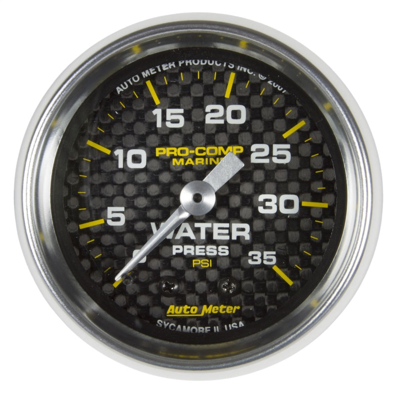 Autometer Marine Carbon Fiber 2-1/16in 35 PSI Mechanical Water Pressure Gauge 200772-40 200772-40 Photo - Primary