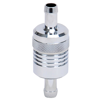 Russell Performance Chrome Street Fuel Filter (3in Length 1-1/8in diameter 3/8in inlet/outlet) 645120 645120 Photo - out of package