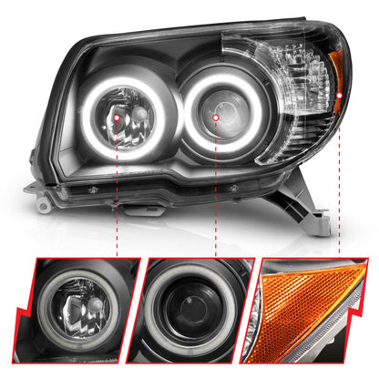 Anzo 2006-2009 Toyota 4Runner Projector Headlights w/ Halo Black 111320 User 3