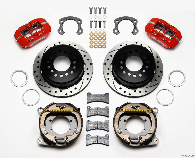 Wilwood Dynapro Low-Profile 11.00in P-Brake Kit Drill-Red Ford 8.8 Special w/2.50in Offset-5 Lug 140-13724-DR 140-13724-DR Photo - Primary