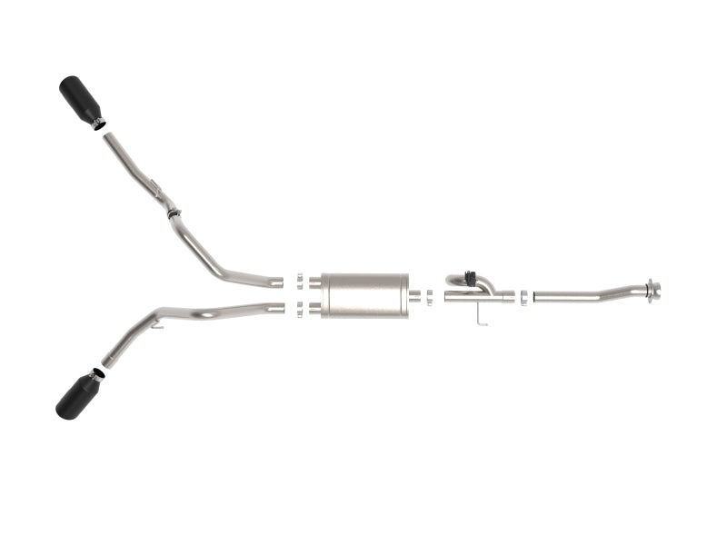 aFe Gemini XV 3in 304 SS Cat-Back Exhaust 2021 Ford F-150 V6 2.7L/3.5L (tt)/V8 5.0L w/ CO Black Tips 49-33129-B 49-33129-B Photo - Unmounted