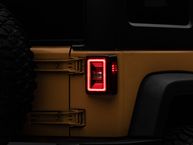 Raxiom 07-18 Jeep Wrangler JK JL Style LED Tail Lights- Black Housing - Red Lens J133626 J133626 Photo - Primary