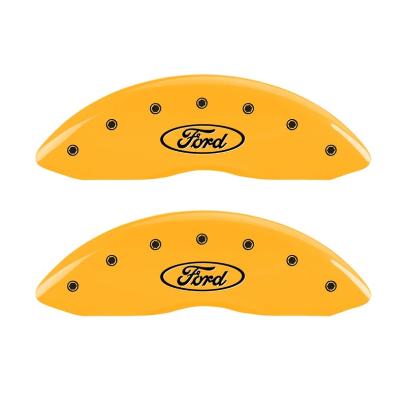 MGP Front set 2 Caliper Covers Engraved Front Oval logo/Ford Yellow finish black ch 10232FFRDYL 10232FFRDYL Photo - Primary