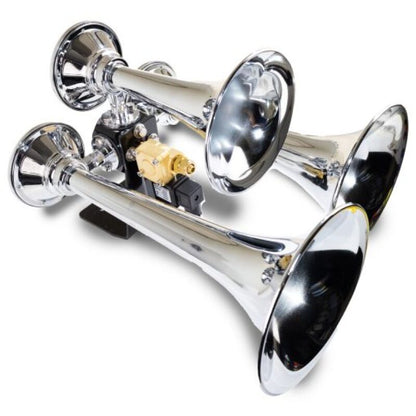 Kleinn Air Horns Kleinn Chrome Triple Horn/ 13.5In/11.75In/8.5In - Chrome-Plated Spun Copper 502 502 Photo - Primary